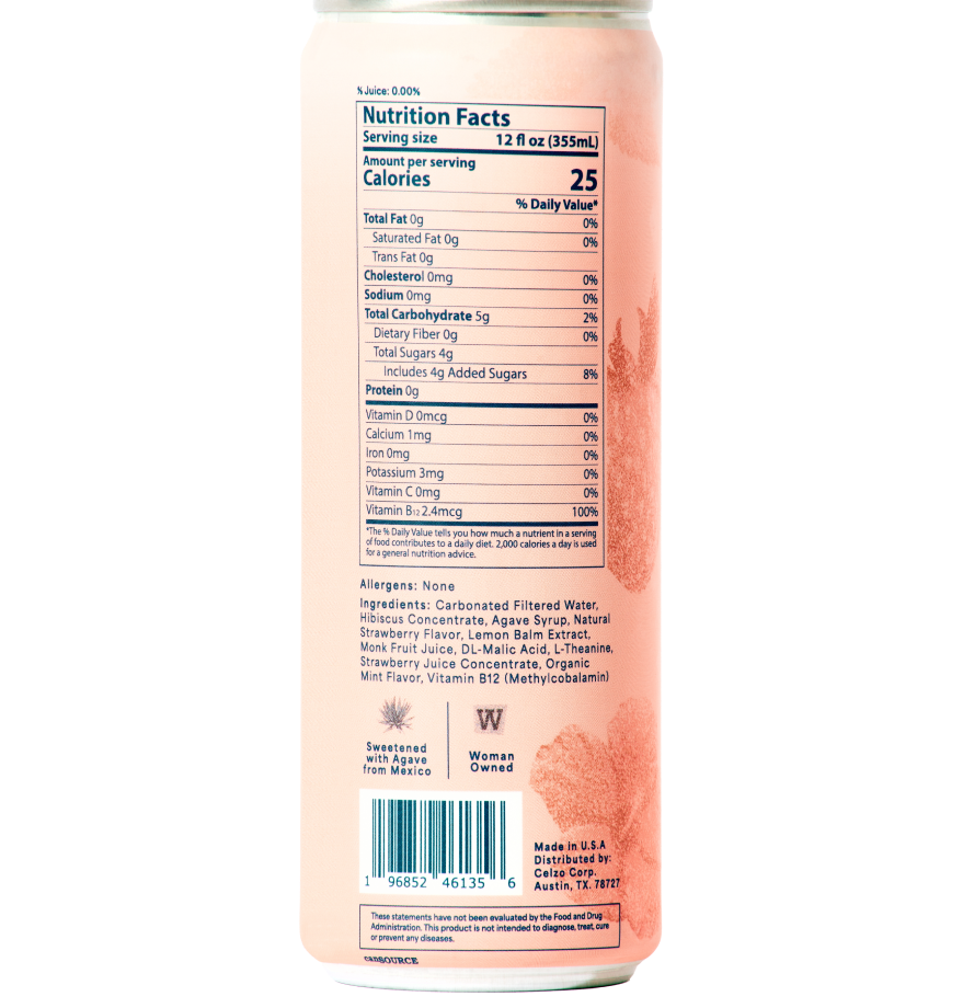 Celzo Agua Fresca - Wholesale Sparkling Water - Strawberry Hibiscus Mint - 12oz bubbly agua fresca 2