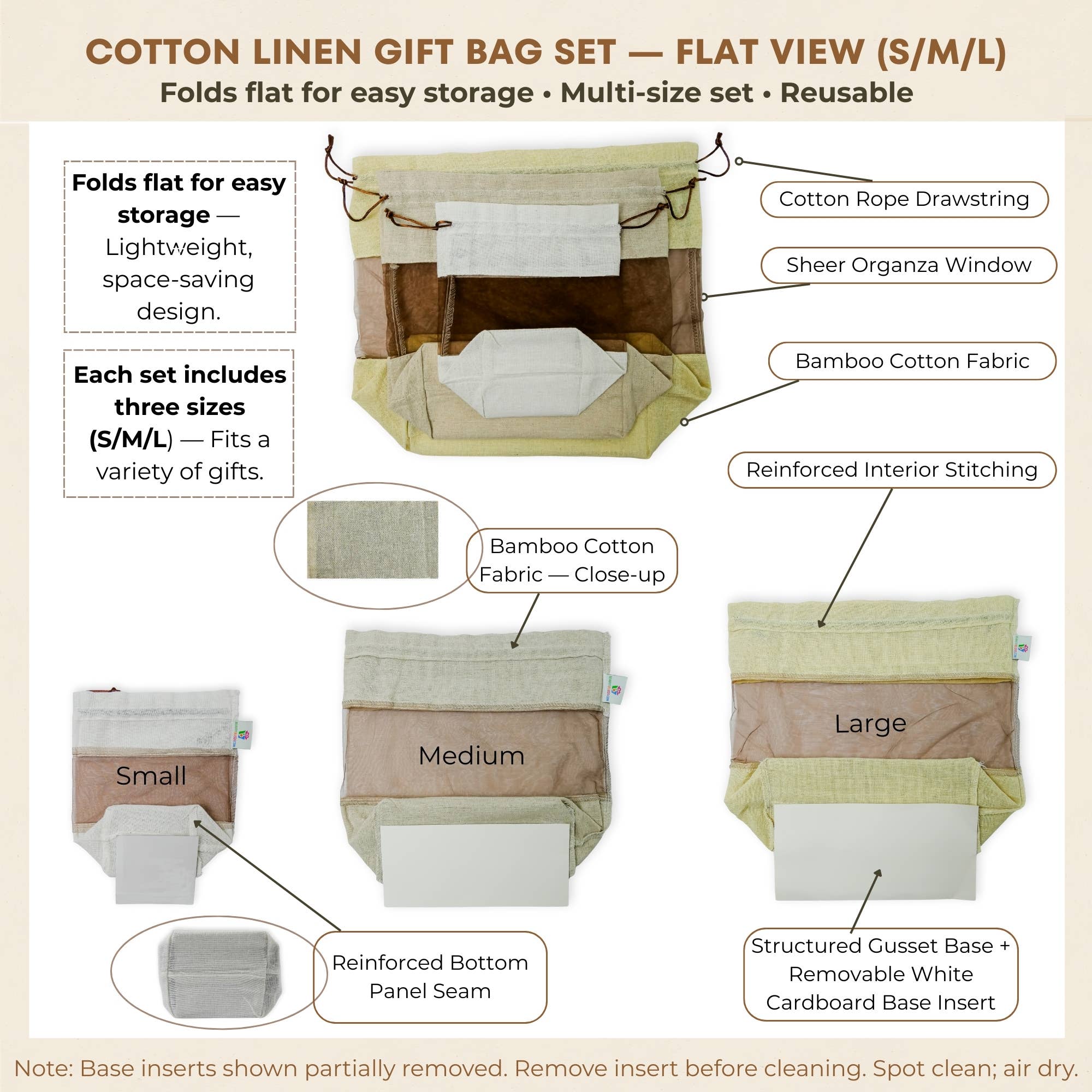 Beauty Blisss - Wholesale Gift Bag Set/Pack - Cotton Linen Gift Bags – Singles & 3-Pc Set (S/M/L)5