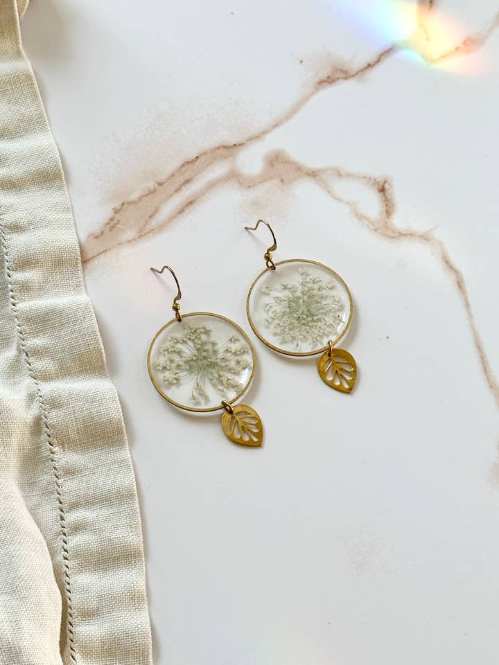 Pressed Flower Jewelry | Minimalist Jewelry | Brass Jewelry for wholesale by Little Leavez