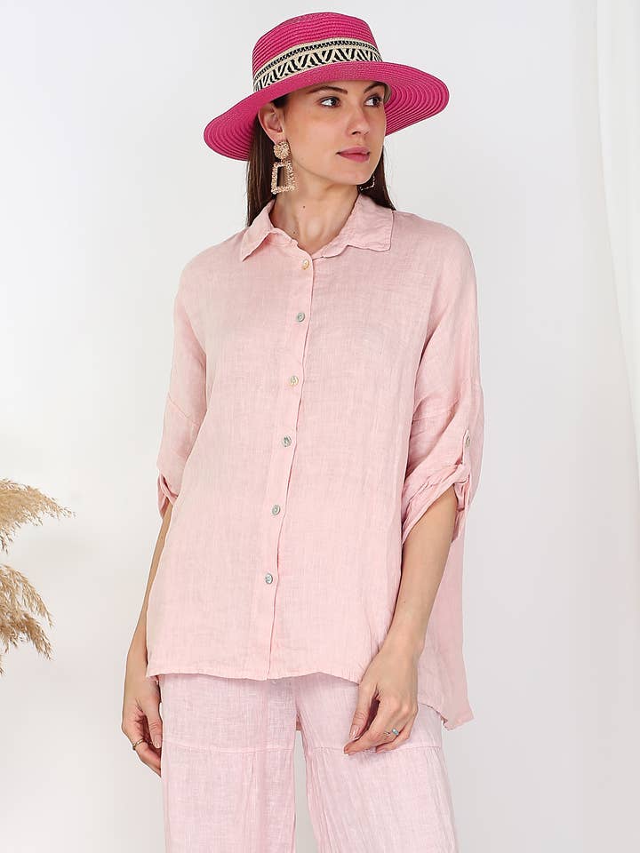 NOELINE – Großhandel Hemd mit Button-down-Kragen – Damen – 20090U Leinenhemd17