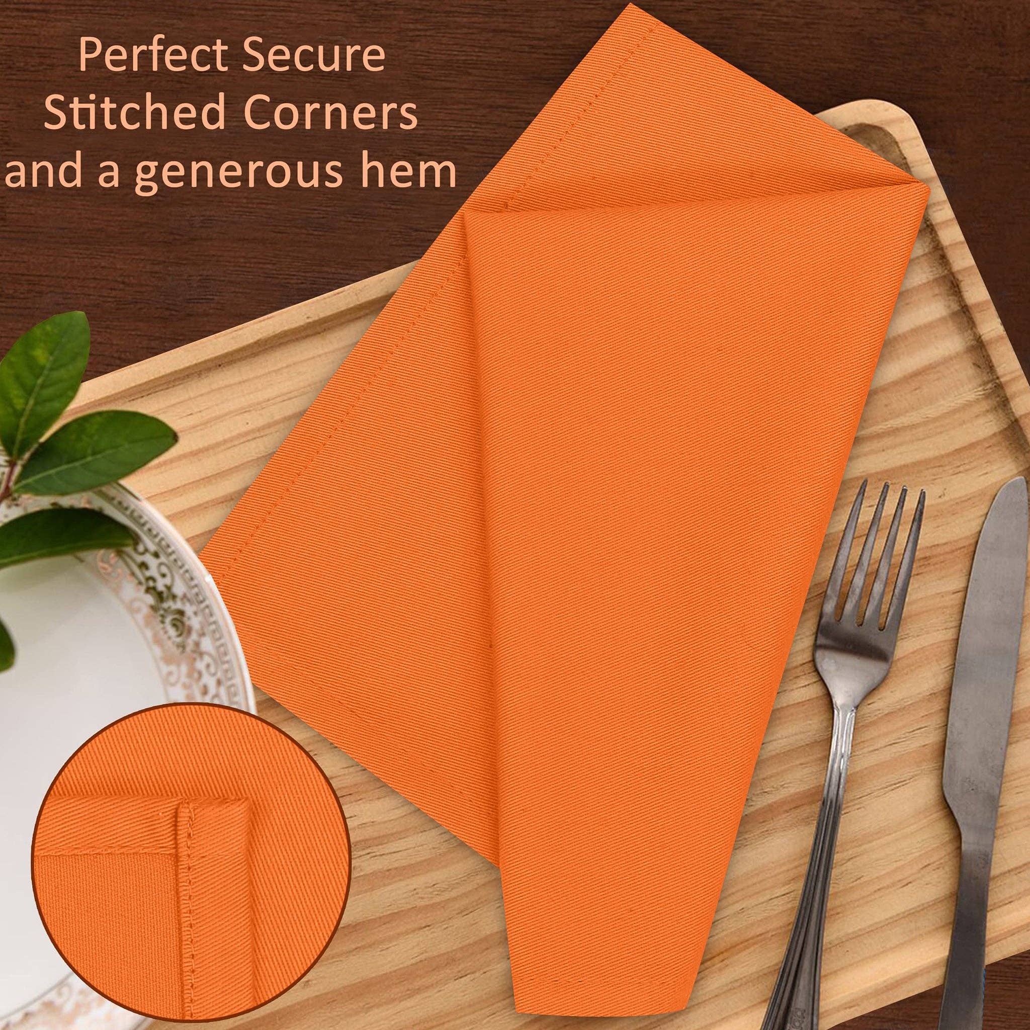 Orange 12-Pack Square Cloth Napkins Polycotton Twill, 18x18 inches for wholesale on Faire5