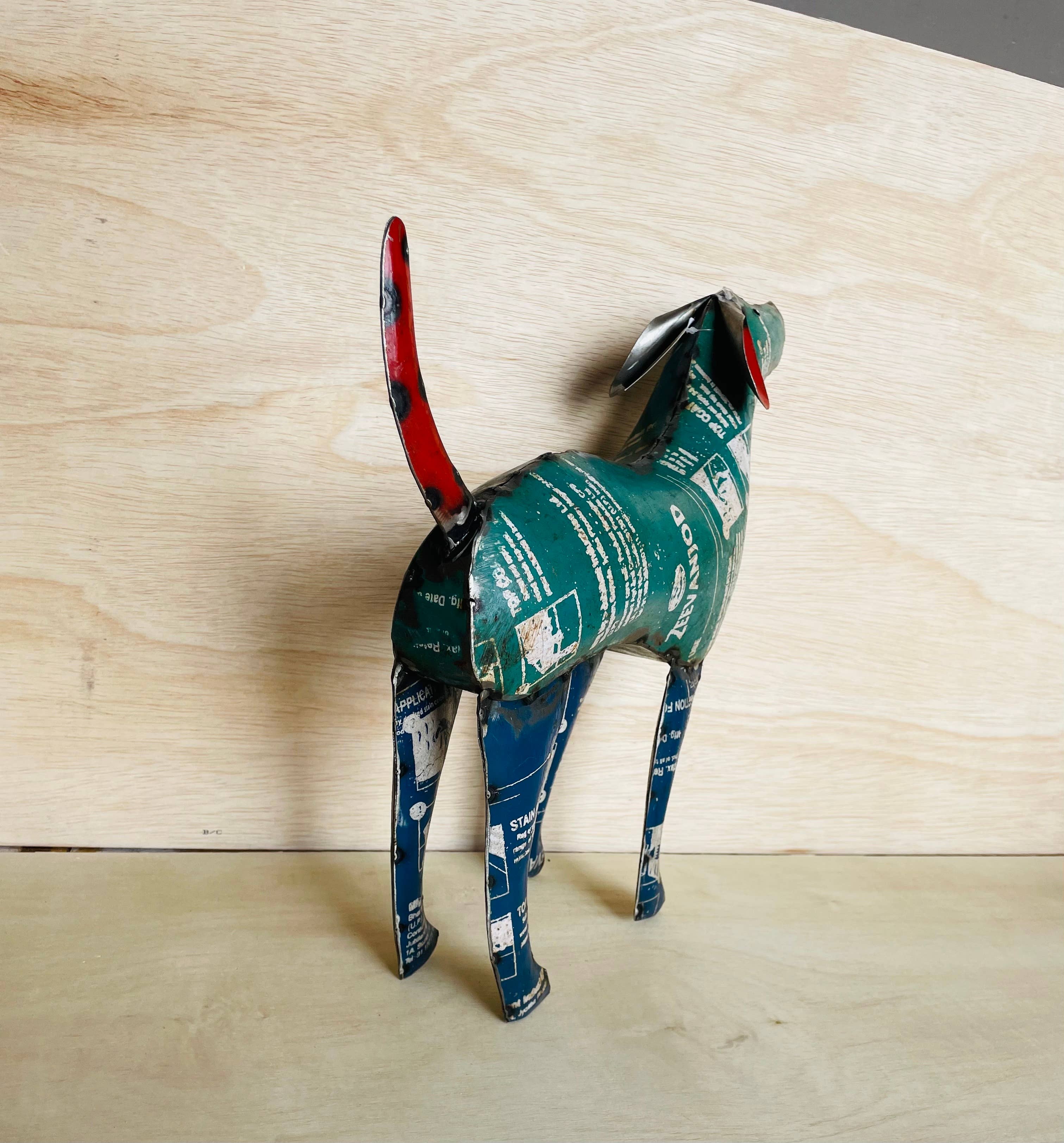 Everyday Artifact - Wholesale Sculpture - Dog Aqua Recycled Metal Animals1