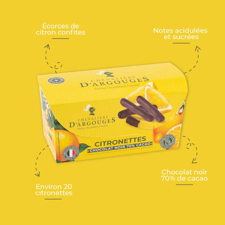 Chevaliers d'Argouges - Wholesale Chocolate Box - BALLOTIN CITRONETTES - DARK CHOCOLATE3
