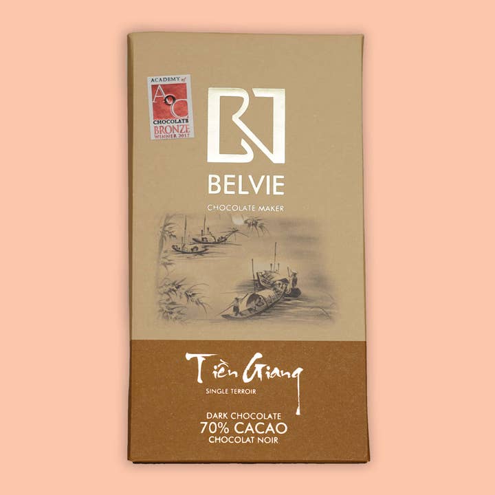 Belvie Dark Chocolate Bar Tien Gang 70% (Single Origin) for wholesale by Bar & Cocoa Chocolate