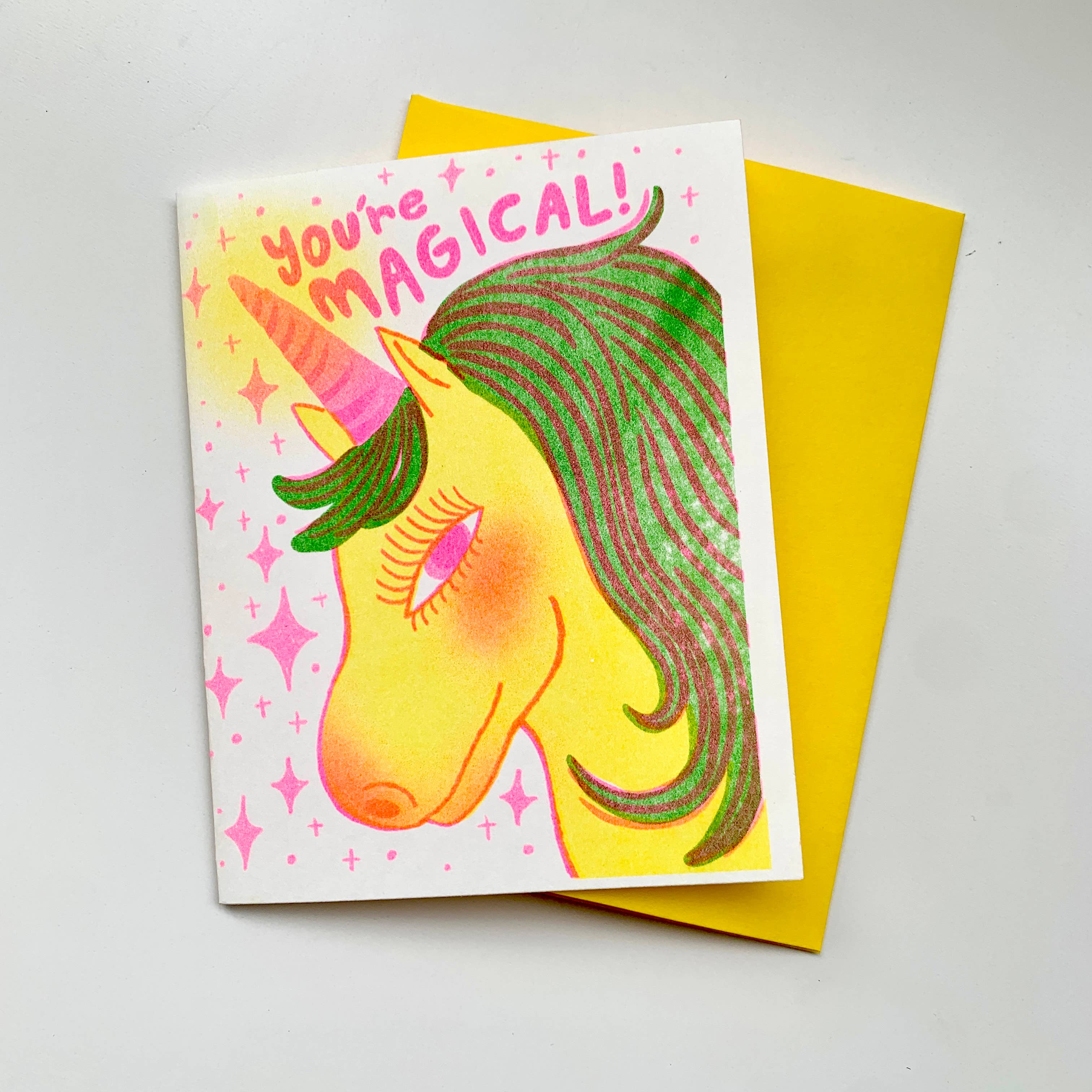 Lili Todd Art - Wholesale Friendship Card - You’re Magical Unicorn Risograph Greeting Card1
