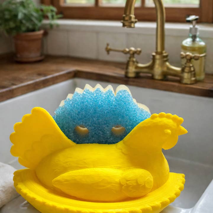 Hen on a Nest Scrub Daddy Holder for wholesale by Dig Your Roots Boutique