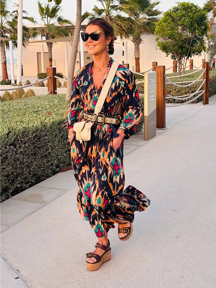 ‘DESTINY’ DRESS IN NAVY IKAT for wholesale on Faire