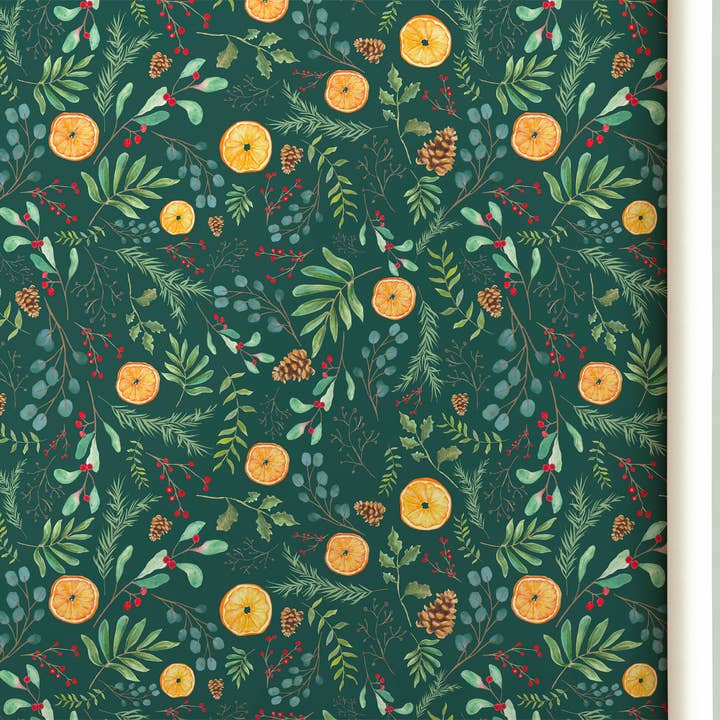 Envolvente Presente de Natal Laranjas Festivas por atacado de Hannah Green Illustration