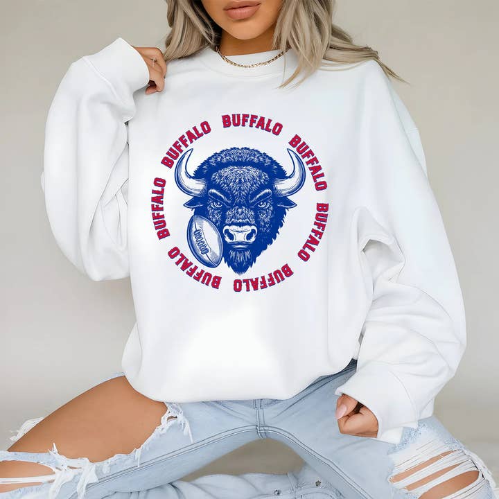 Vintage Buffalo Football Circle Unisex Sweatshirt for wholesale by Into The Desert