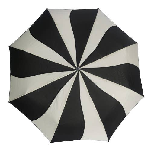 Everyday Swirl Folding Umbrella Black/Cream for wholesale by Soake