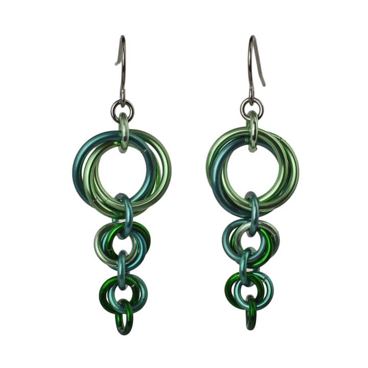 Knotted Metal Comet Earrings - Moss for wholesale by Rebeca Mojica Jewelry