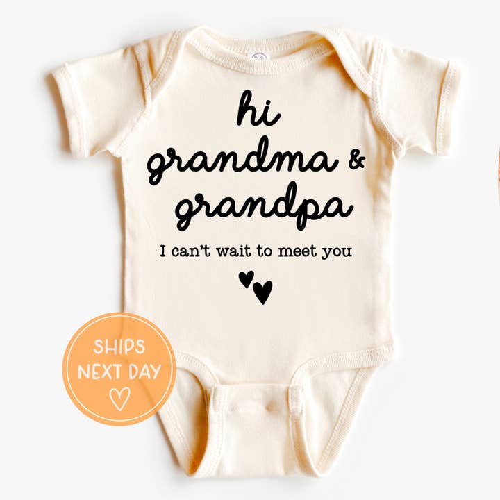 Grandma & Grandpa Onesie Pregnancy Announcement Gift for wholesale by Nunu's Studio