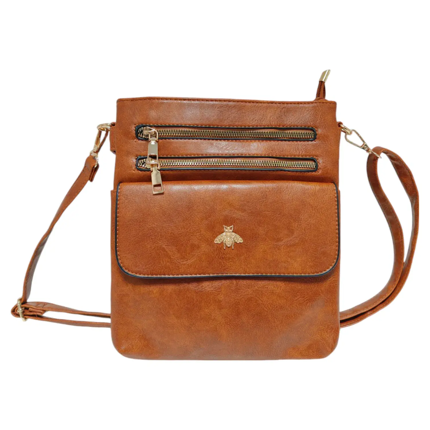 Superbia – wholesale Crossbody bag – Women's – Double Zipper Multi Pocket Bee Details Cross BodyBag-91335