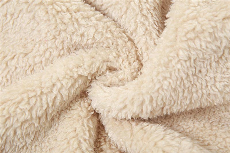 CREAMKAHKI Veste courte en peluche MB FASHION à taille côtelée 5200LY en vente sur Faire8