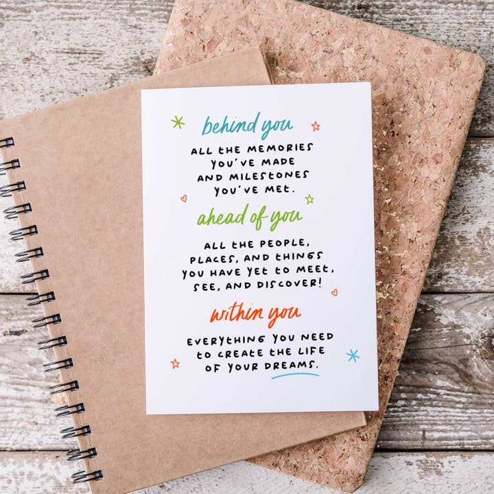 Behind, Ahead, Within Graduation Card for wholesale by Card & Story