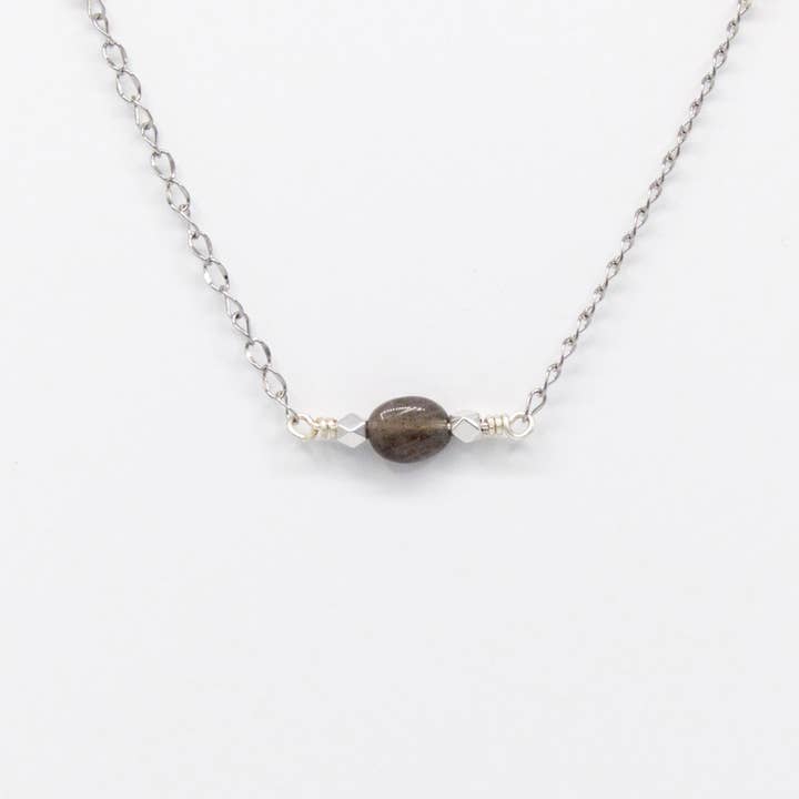 Collier en labradorite et acier inoxydable, Miranda pour la vente par FolieSucree