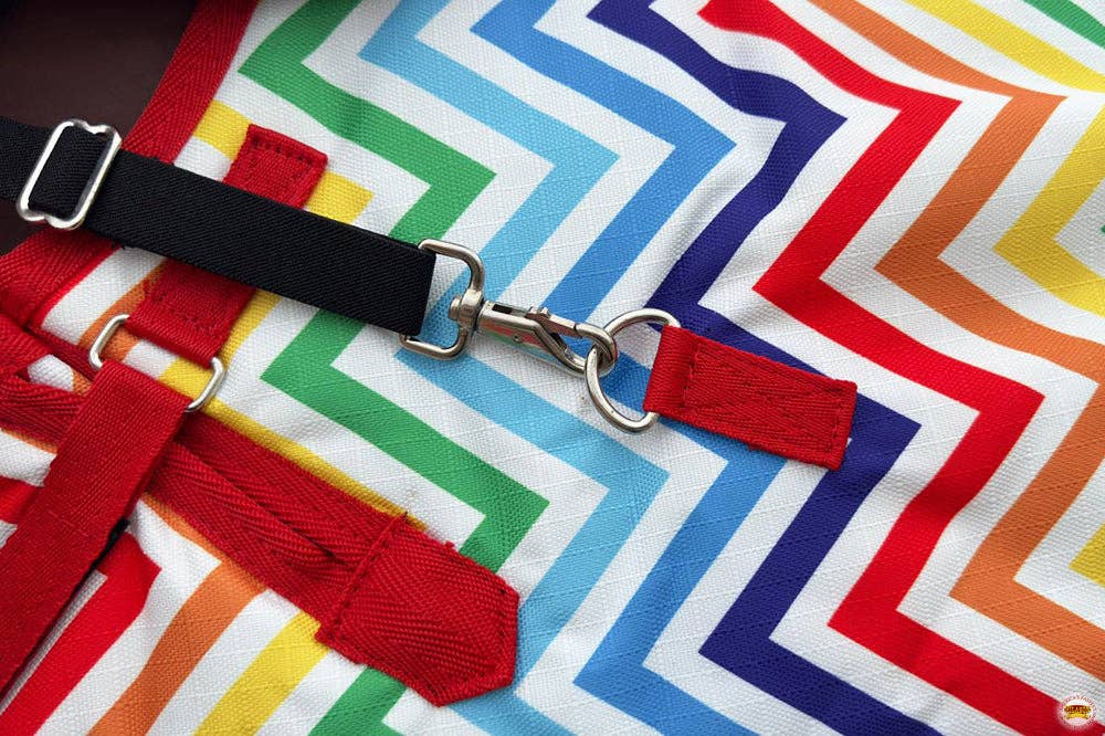 HILASON - Vente Équipement d’équitation - HILASON 1200D Hiver Imperméable Poly Couvre-cou de Cheval Tournant Couverture de Cou Enveloppement de Ventre Arc-en-ciel Zigzag | Couvertures pour Chevaux6