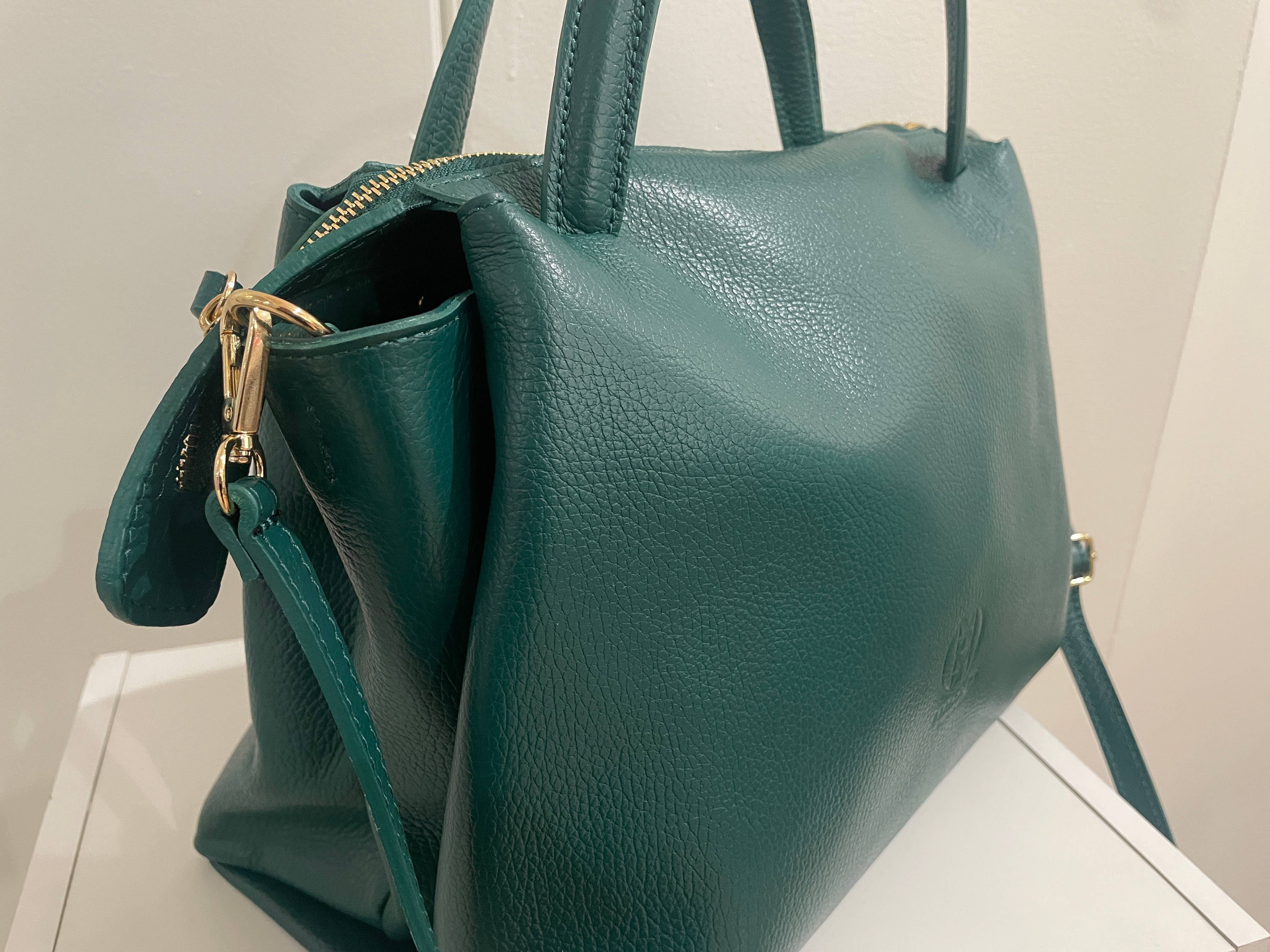 AMMA JO - Wholesale Satchel - Women's - Dorinda Bag - Italian Leather Carryall Satchel -Hunter Green2