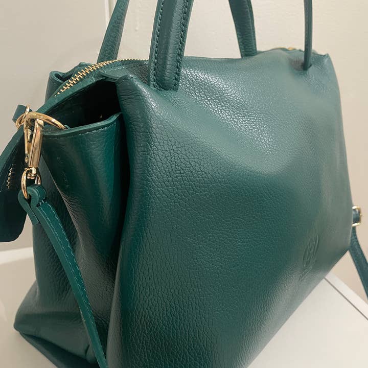 AMMA JO - Wholesale Satchel - Women's - Dorinda Bag - Italian Leather Carryall Satchel -Hunter Green2