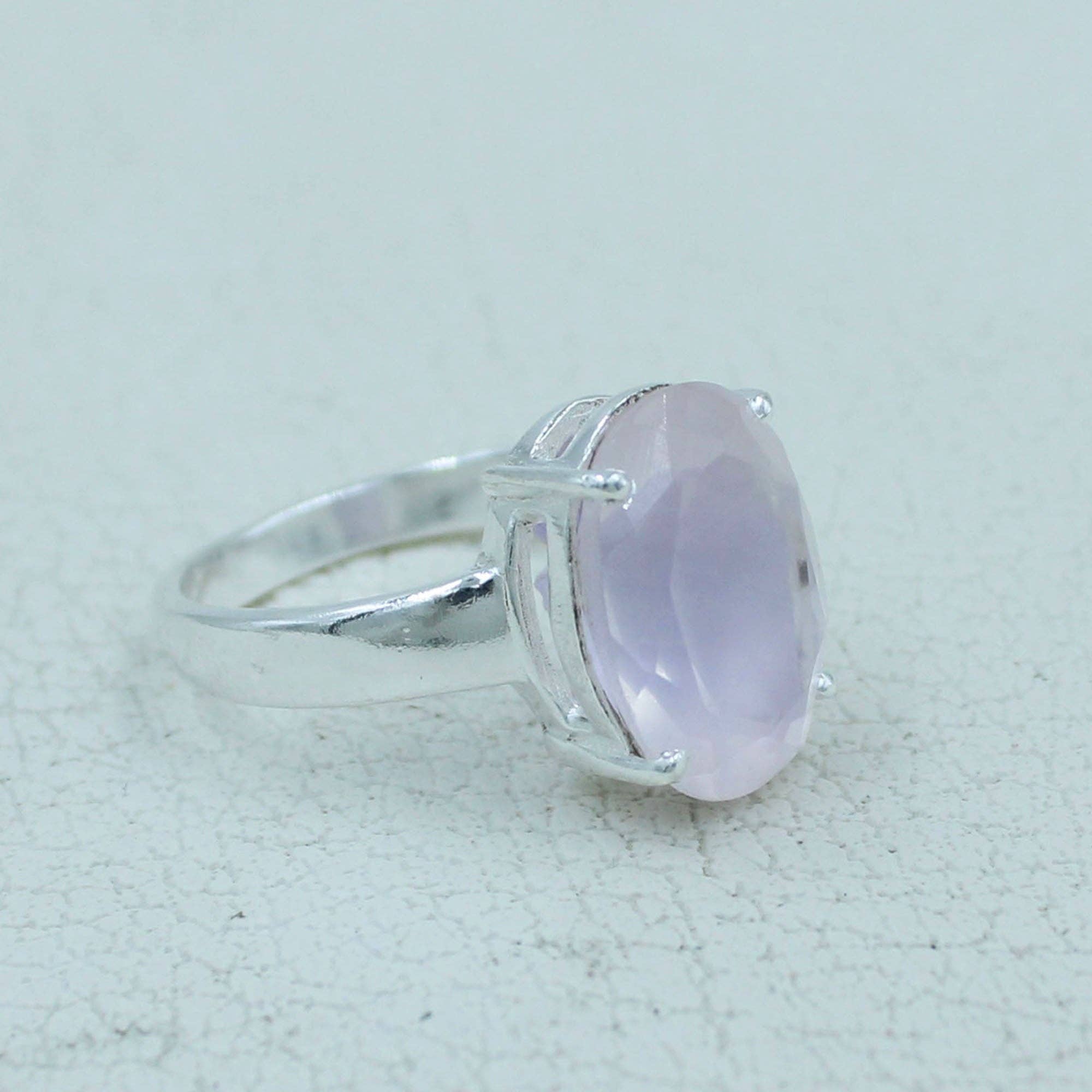 Silvex Jewelry – wholesale Single stone/solitaire ring – Pink Rose Quartz Sterling Silver Ring1