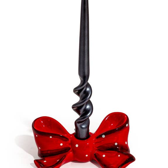 Ruby Red Ribbon Bow Ceramic Candle Holder for wholesale by McGowan & Rutherford Ltd