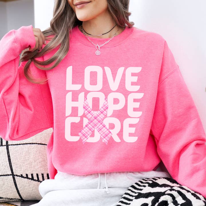 Love Hope Cure Breast Cancer awareness women's sweatshirt for wholesale by ATTA TOOD Wholesale