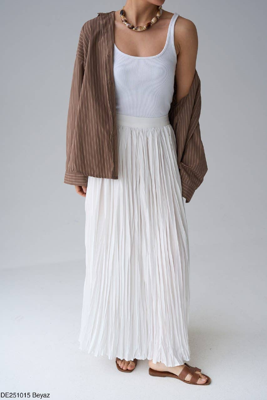 Design company-Fatma Balkir - Wholesale Skirt - Women's - Womens cotton maxi pleated skirt-boho skirt8