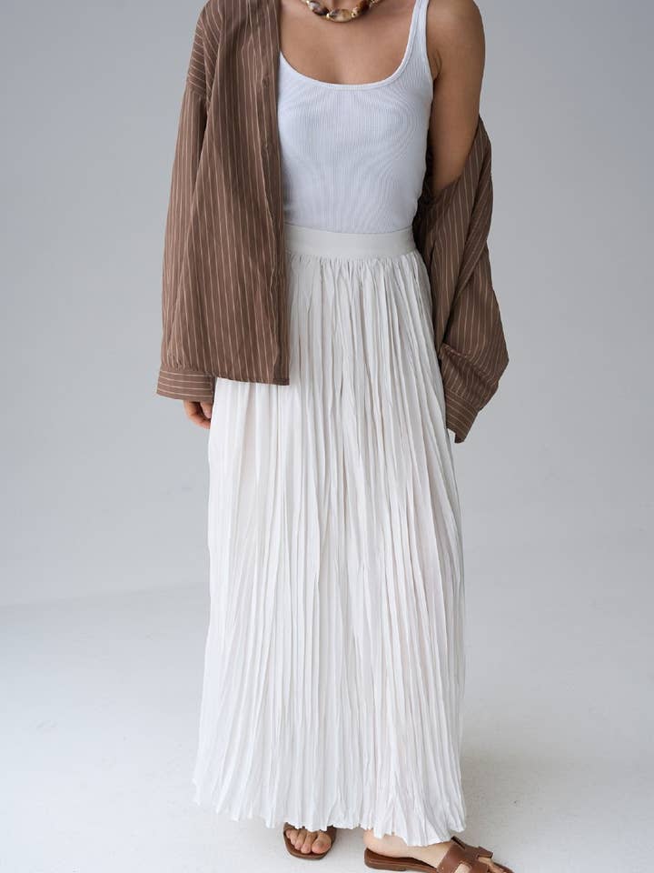 Design company-Fatma Balkir - Wholesale Skirt - Women's - Womens cotton maxi pleated skirt-boho skirt8