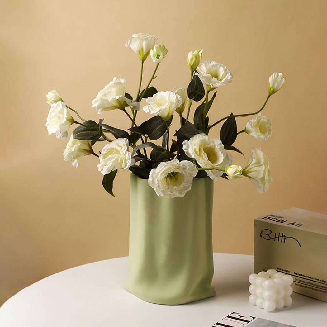 TUTU Home - Tableware & Decor - Wholesale Vase - "Le Papier" - Mint Matte Paper Bag Looking Ceramic Vase2