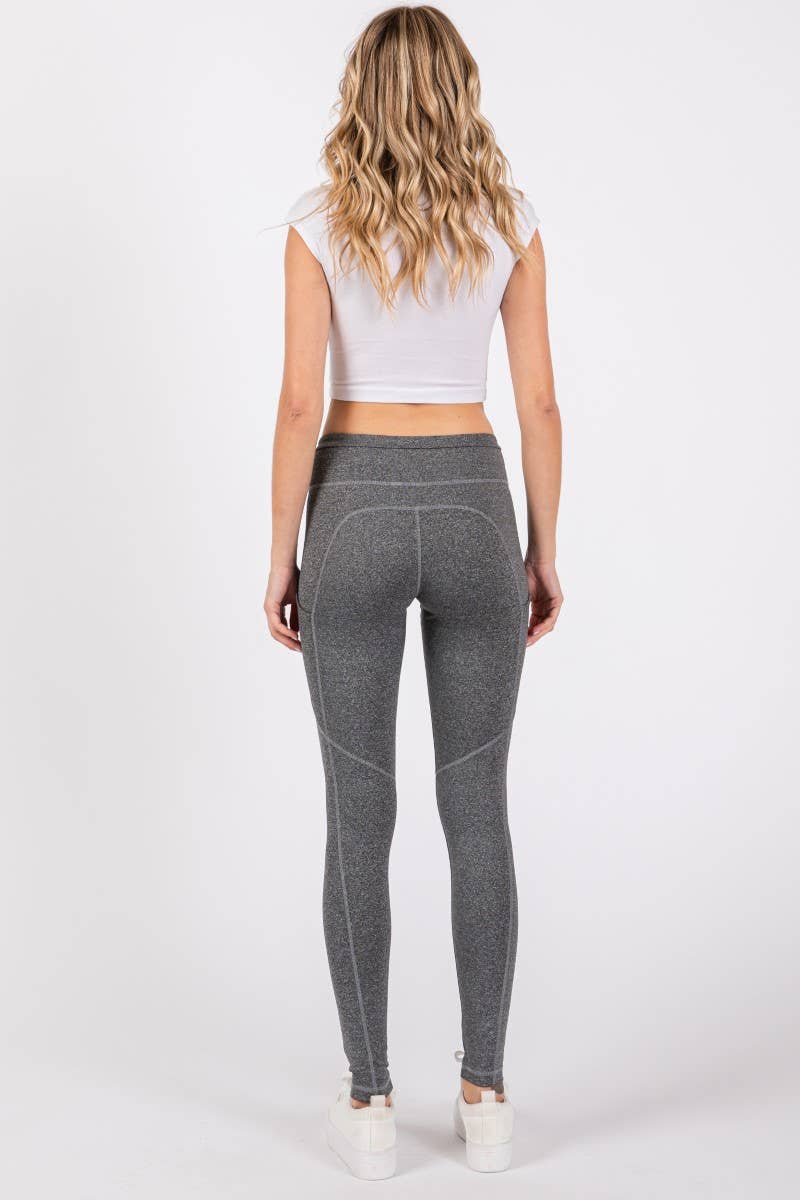 Heather Grey Actieve legging over de volledige lengte en zijzak  voor groothandel op Faire7