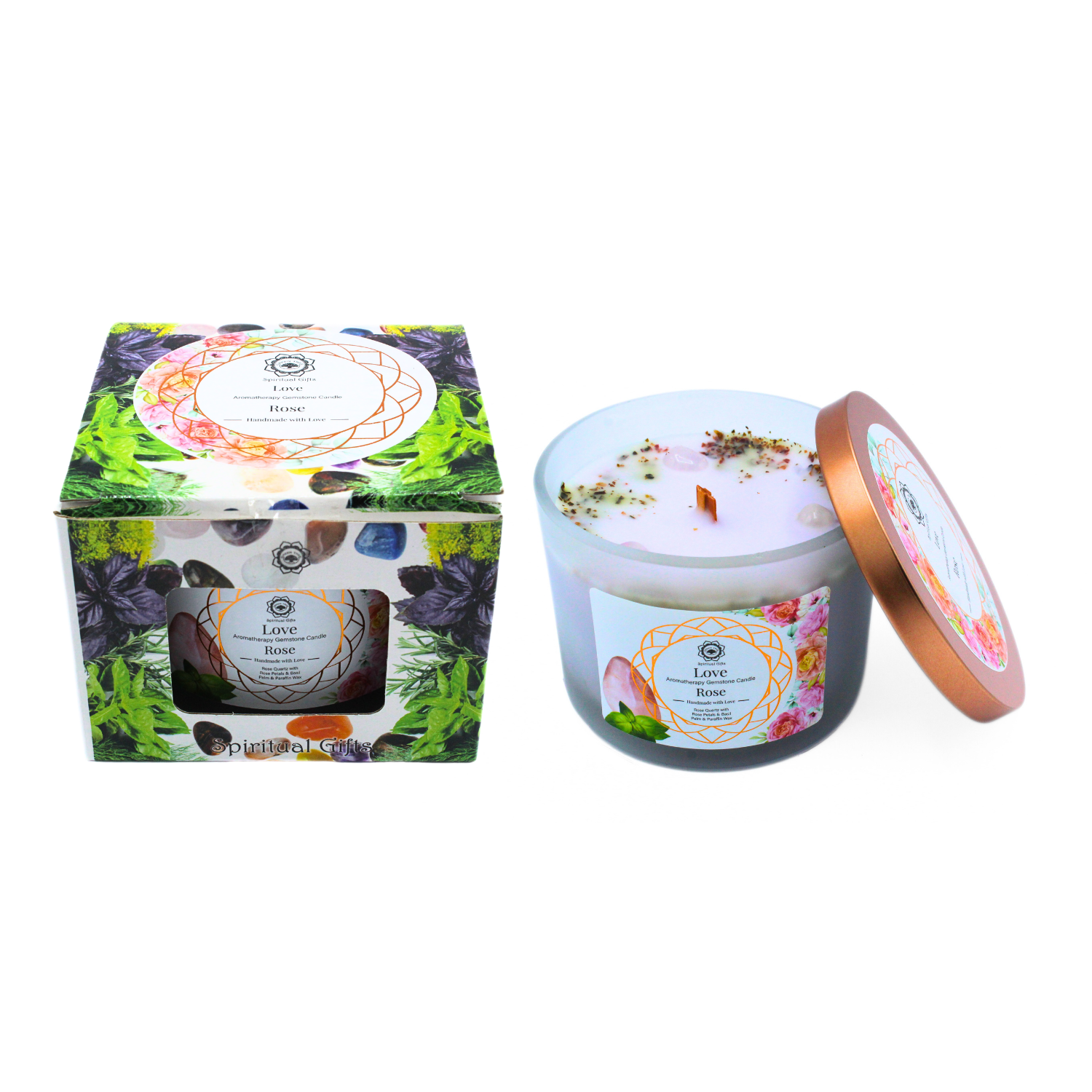 Green Tree - Wholesale Jar/Filled Candle - Green Tree Gemstone Scented Candle Love Rose 256g1