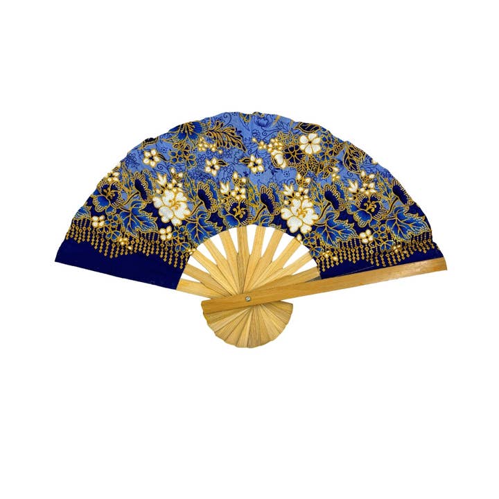 Earths Elements Wholesale - Wholesale Handheld Folding Fan - Floral Fabric Wooden Folding Fan - Assorted3