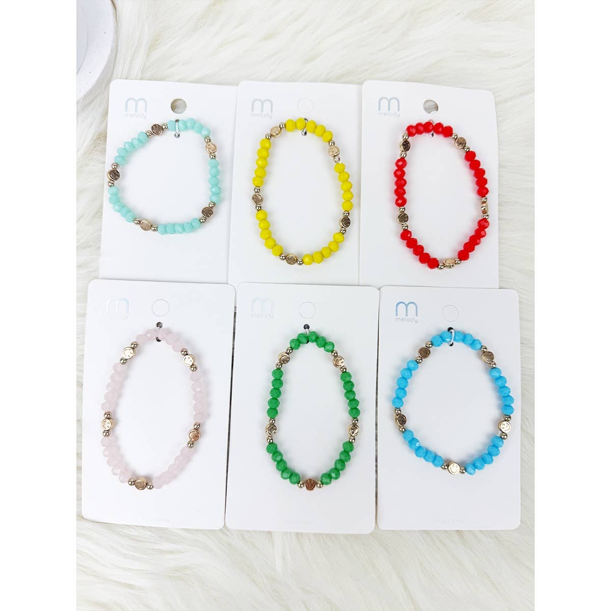 MIX COLOR Cute Smiley Charm Coloful Bead  Bracelet for wholesale on Faire3