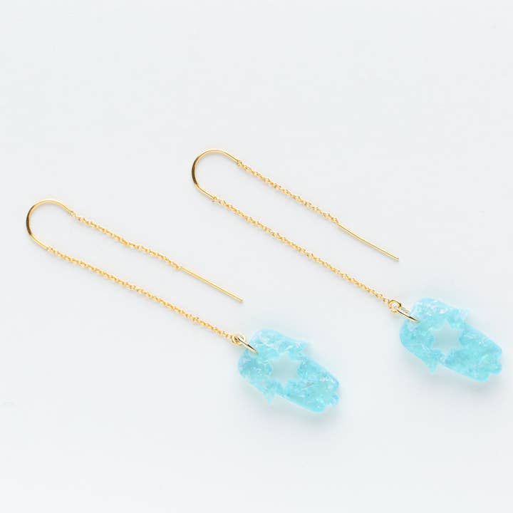 Bat Sheva Hamsa Threaders Opal Blue Glitter for wholesale by Ariel Tidhar