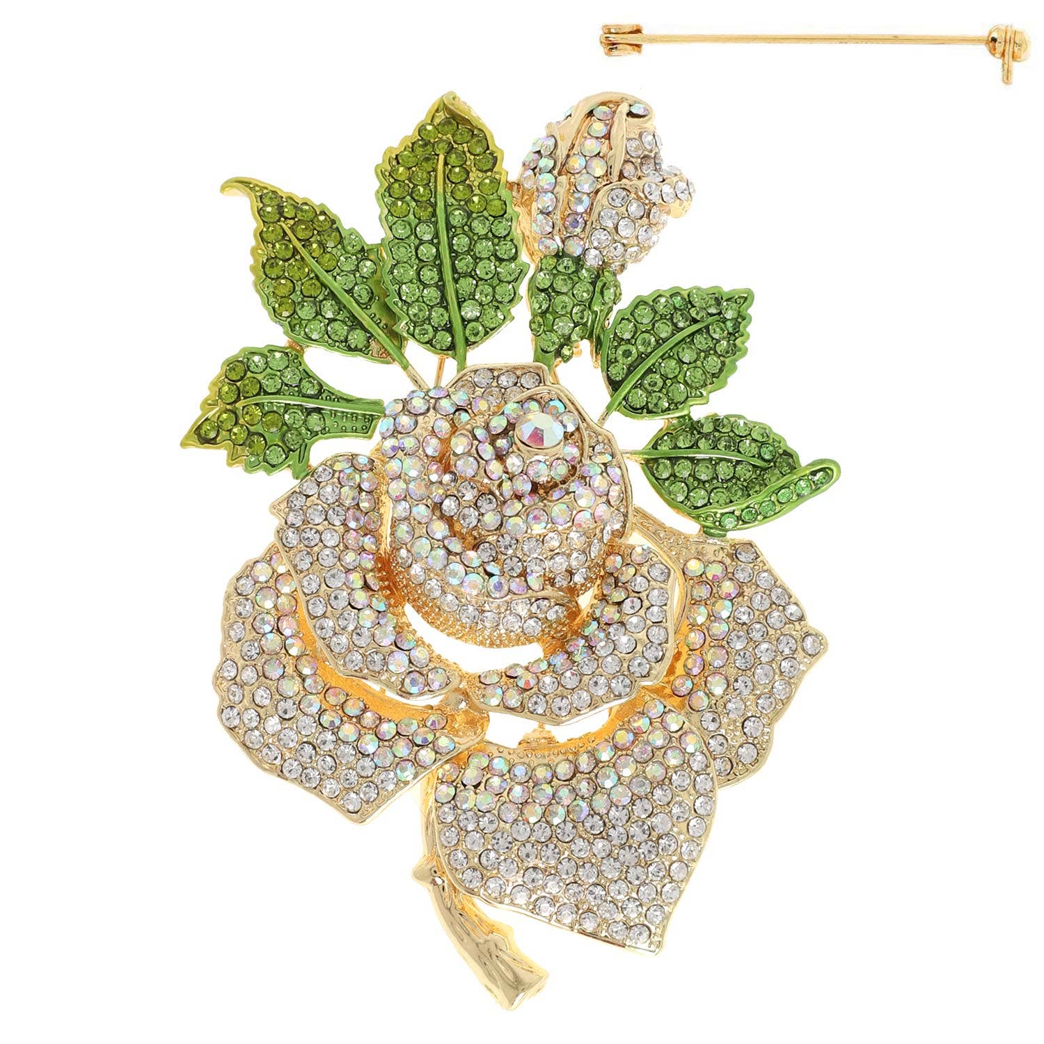 SP Sophia Collection - Wholesale Brooch - Vintage Rhinestone Pave Blooming Rose Brooch Pin5