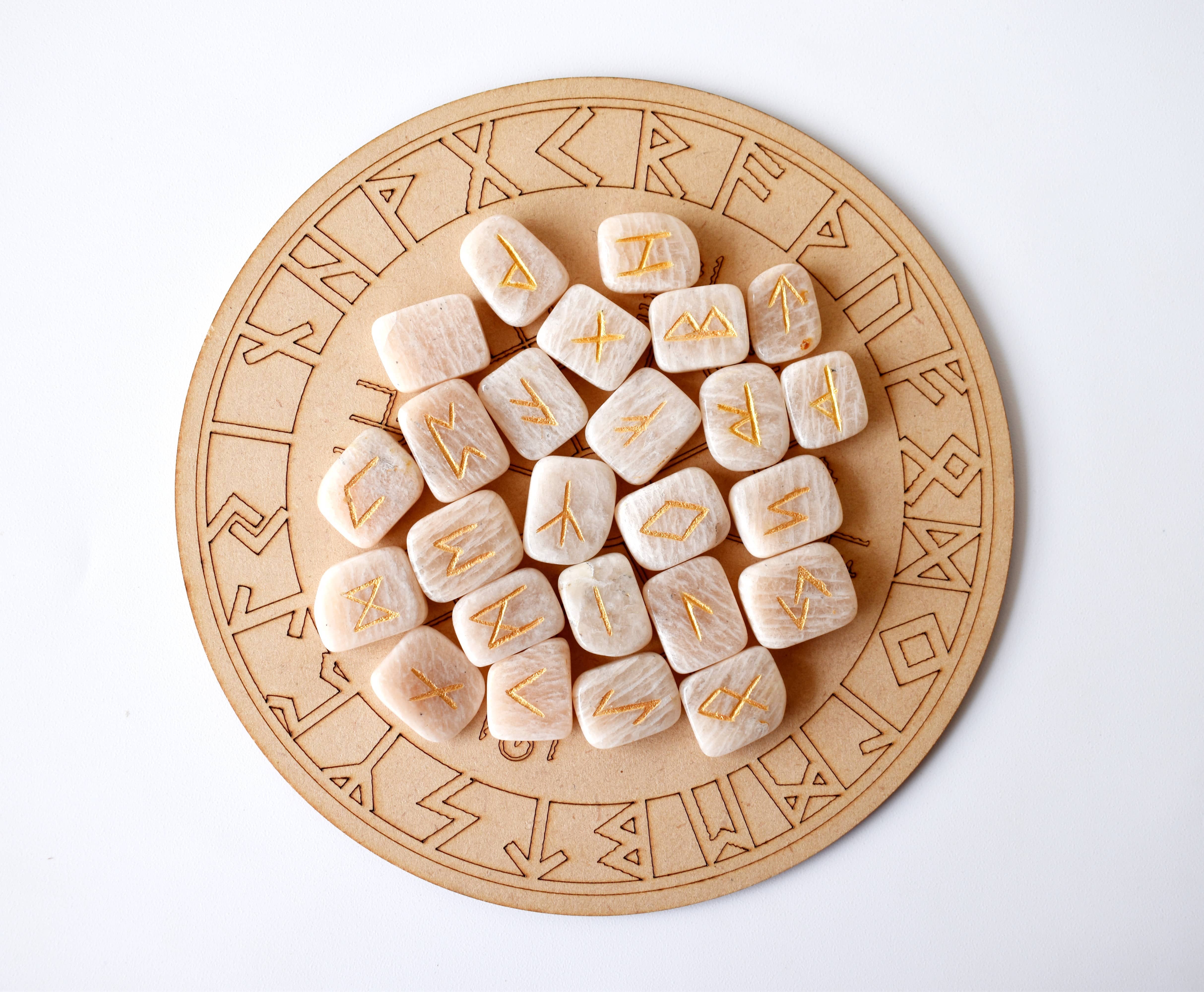 Soothing Crystals - Wholesale Spiritual Stone/Crystal - Futhark Rune Set | Moonstone | Rune Stones | Runic Crystals4