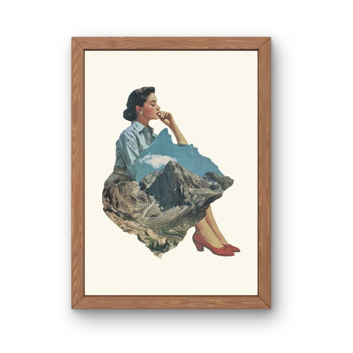 Collage de Femme de Montagne, Impression d'Art Nature Vintage pour la vente par Lady Kady Art