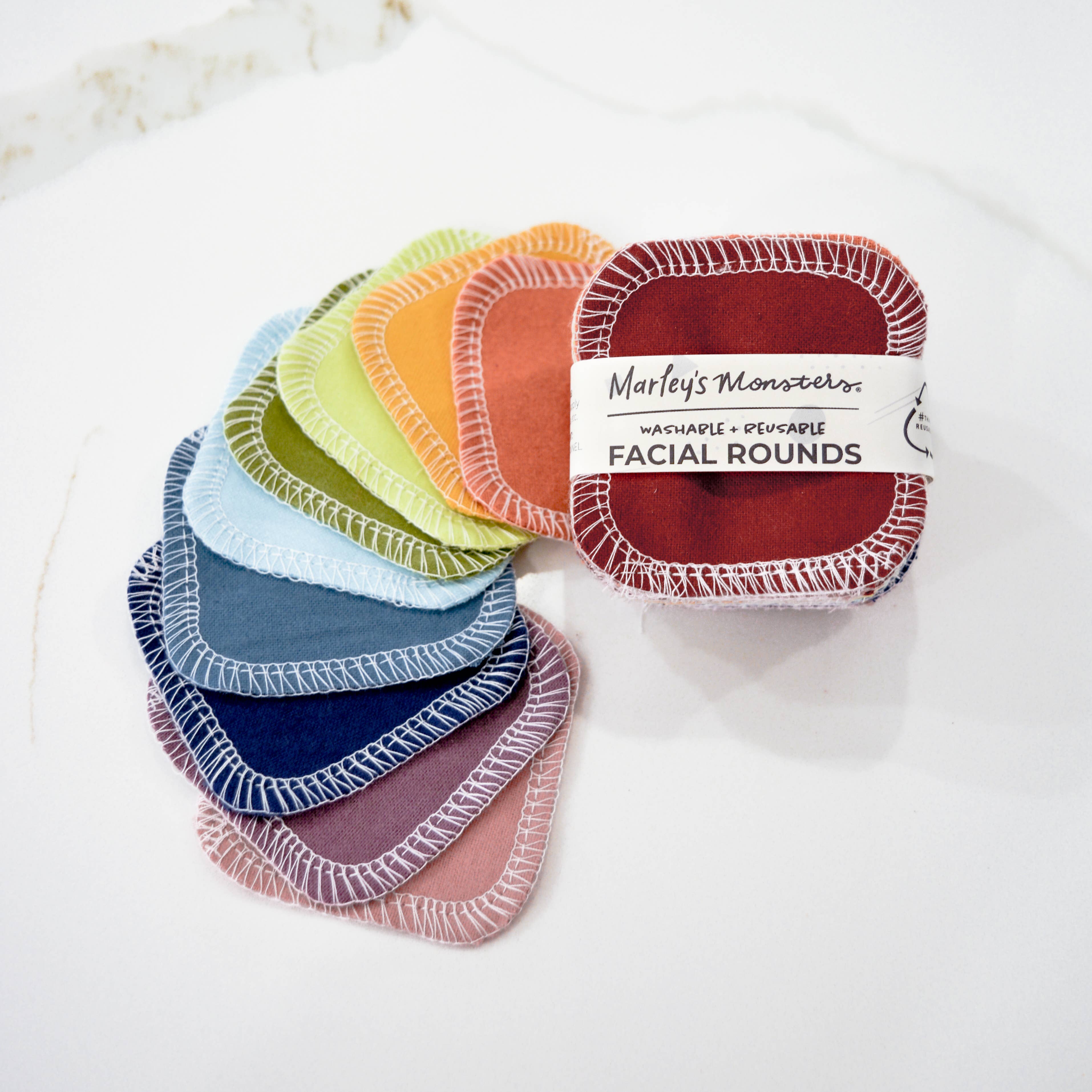 Marley's Monsters – Großhandel Gesichts- & Körpertücher – Gesichts-Pads: Regenbogen- und Farbmix – 6er-Pack2