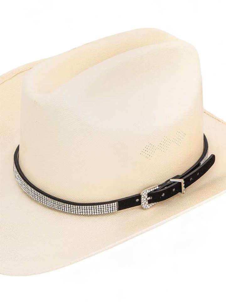 Crystal Embellished Leather Hat Belt for wholesale by Artini Accessories