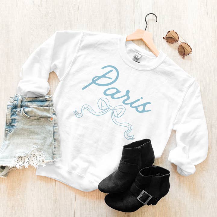 Paris Bow Crewneck Sweatshirt for wholesale by DaisyChainDesignCo