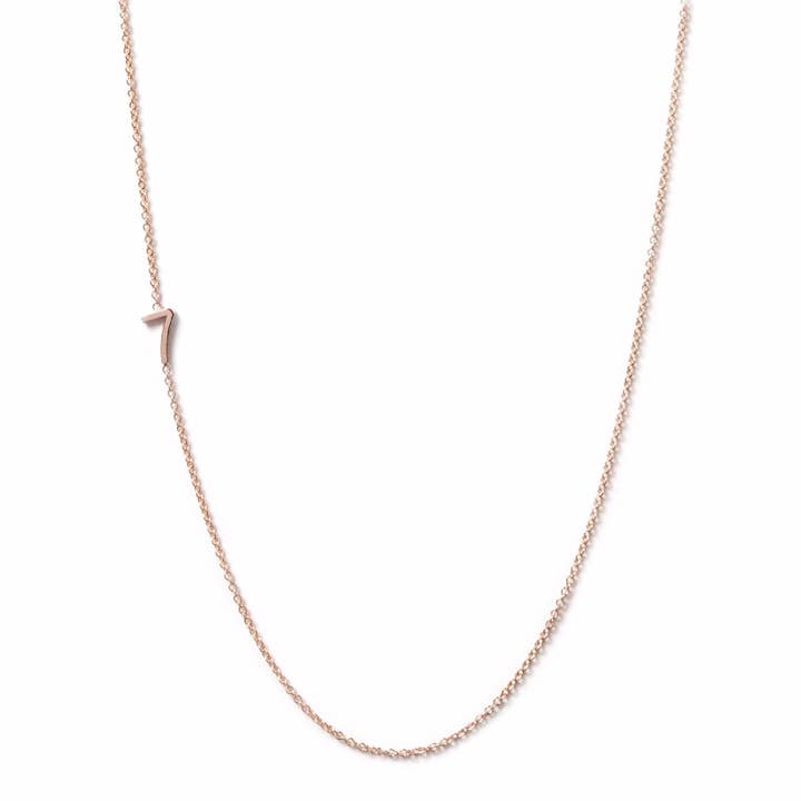 14K GOLD ASYMMETRICAL NUMBER NECKLACE - 7 for wholesale by Maya Brenner