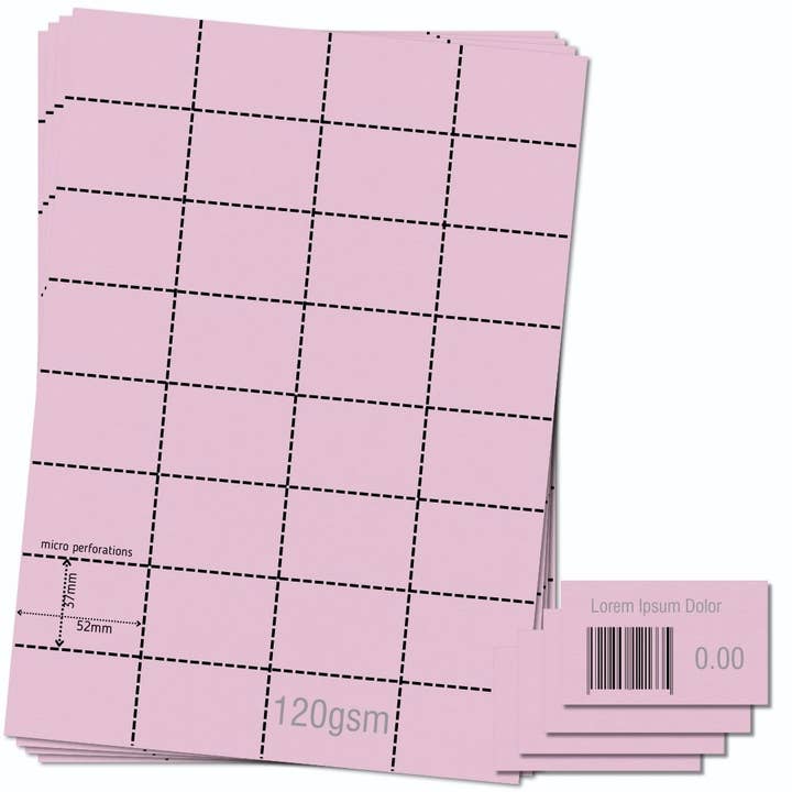 Étiquettes de rayonnage roses OfficeGear 32 par page : Étiquettes imprimables perforées - 25 feuilles / 800 étiquettes avec modèle gratuit pour la vente par OfficeGear