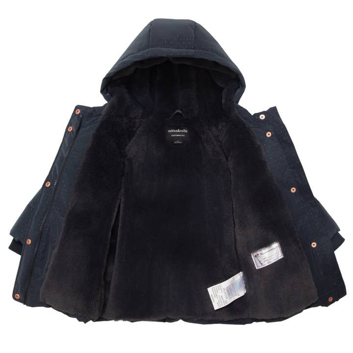 Rokka & Rolla - Wholesale Puffer Jacket - Kids - Toddler Girls' Starlight Winter Coat Mini Fur Jacket4