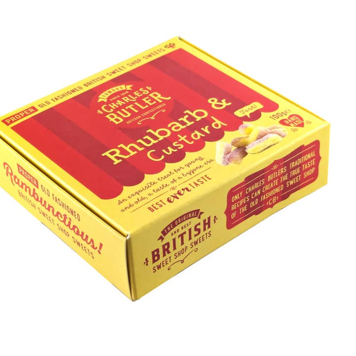 Charles Butler - Wholesale Hard Candy - Charles Butler Rhubarb & Custard 100g1