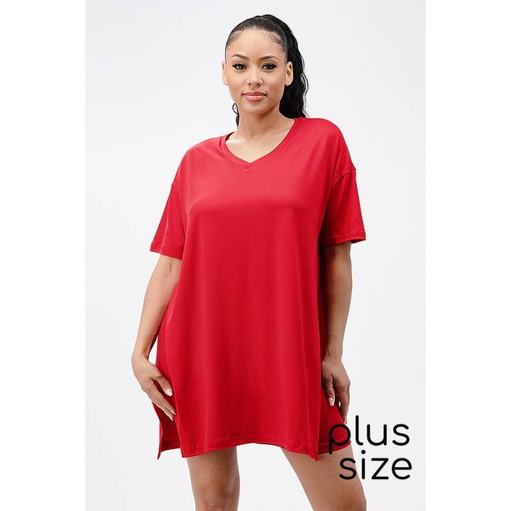 Lime All the Time - Wholesale Lounge Set - Women's - Big Side Split V neck Shirt and Shorts Set Plus