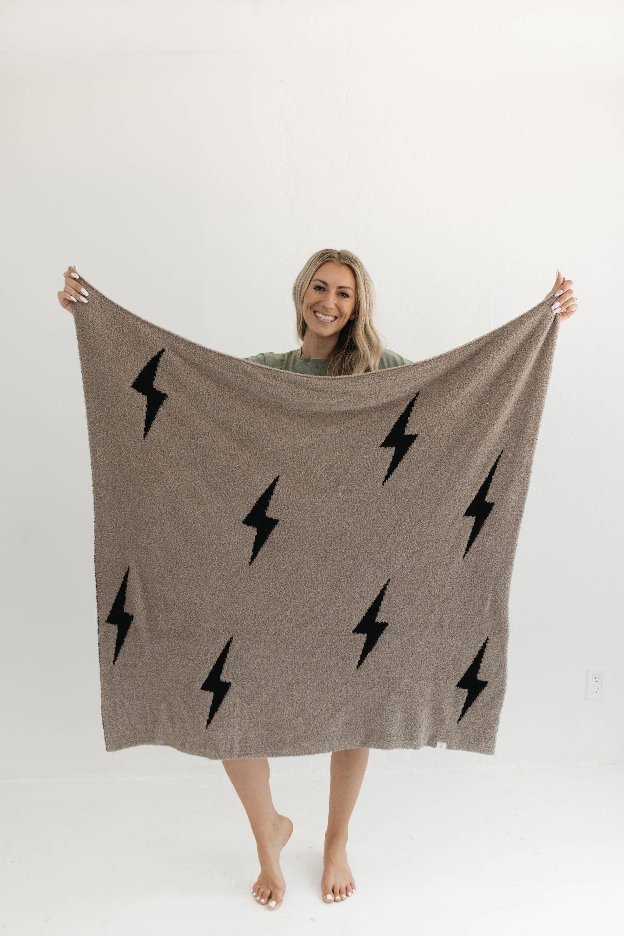 Forever French Baby - Wholesale Throw Blanket - Plush Blanket | Brown Lightning Bolt4