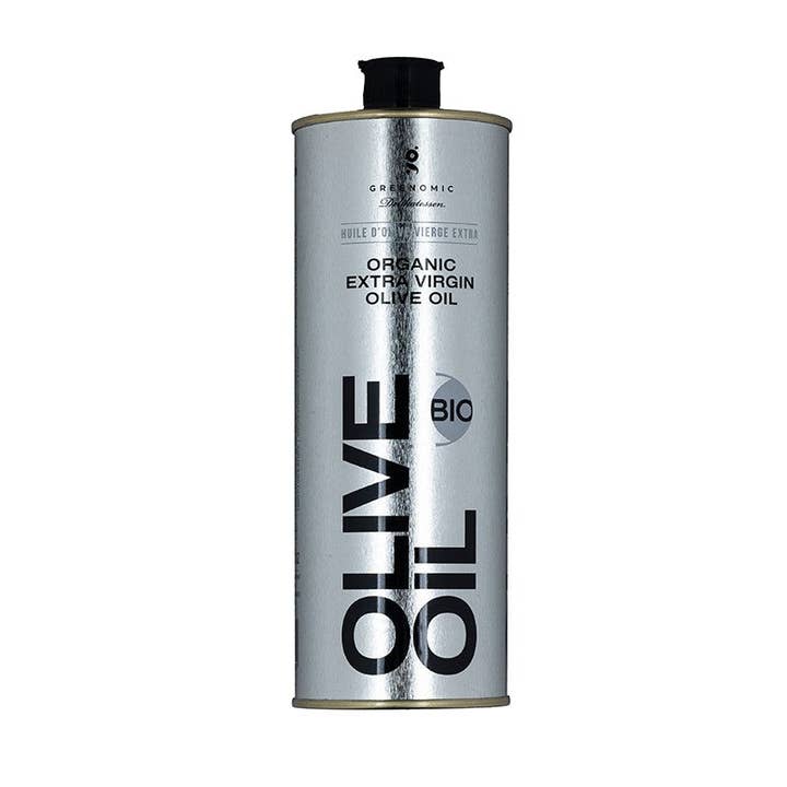 BIO Silver Tin Extra Virgin Olive Oil (case of 12 Tins) for wholesale by Greenomic Delikatessen, USA