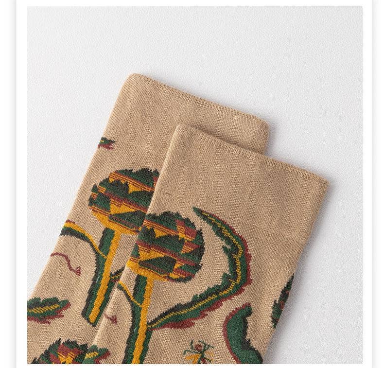 Tourtiwi - Vente Chaussettes – unisexe - Chaussettes vintage à plantes florales, chaussettes en coton, chaussettes longues9