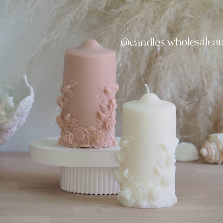 Flower pillar candle - home decor - Valentine’s Day gift for wholesale by Candles Wholesale Au