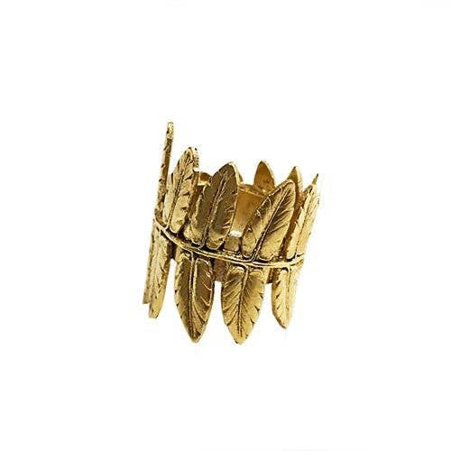 Golden Fern ring - fine gold stainless steel - jewelry - gift for wholesale by Lotta Djossou Paris